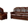 Hot Driezitsbank En Fauteuil Daphne Van 100% Buffel Leer - Bruin Set Zitbank + Fauteuil