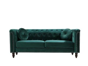 Shop Driezitsbank In Smaragdgroene Fluweel Turner Chesterfield Zitbank