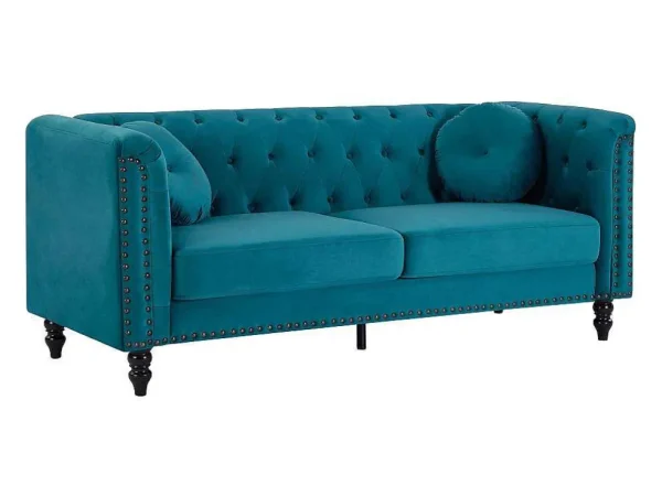 Fashion Driezitsbank Van Blauwgroen Velours Turner Chesterfield Zitbank