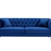 Cheap Driezits-Chesterfield-Bank Van Nachtblauw Velours Arsene Stoffen Zitbank