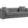 Fashion Driezits-Chesterfield-Bank Van Antracietgrijs Velours Edwina Chesterfield Zitbank