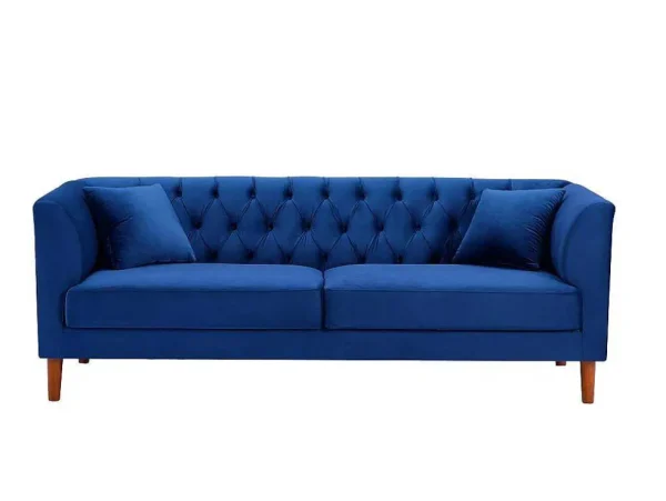 Cheap Driezits-Chesterfield-Bank Van Nachtblauw Velours Arsene Stoffen Zitbank