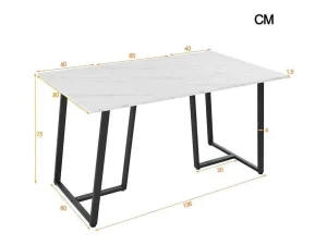 Shop Eettafel 140X80 Cm - Metalen Structuur - Marmerpatroon Fineer - Wit & Zwart Eettafel