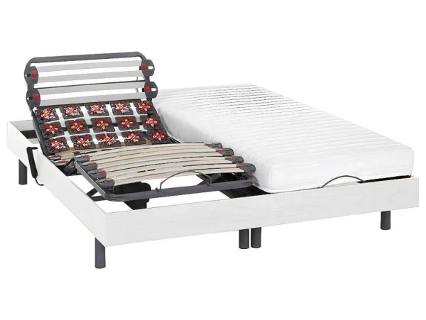 Online Elektrisch Bed Bedbodem En Matras Lattenbodem En Contactplaatjes - Pandora Ii Van - Motor Okin - Wit - 2X90X200 Cm Elektrisch Relaxatiebed