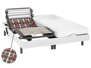 New Elektrisch Bed Bedbodem En Matras Lattenbodem En Contactplaatjes - Pandora Ii Van - Motor Okin - Wit - 2X80X200 Cm Elektrisch Relaxatiebed