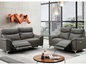 Best Elektrische 3+2 Zits Relaxbank Van Leer Metronomya - Taupe Bankstel 3+2