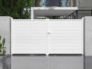 Outlet Elektrische Draaipoort Van Aluminium L355 X H181 Cm Wit - Nazario Hekjes & Poorten