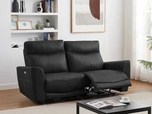 Hot Elektrische Relax-Driezitsbank En -Fauteuil Van Zwart Vaarsleer Damon Set Zitbank + Fauteuil
