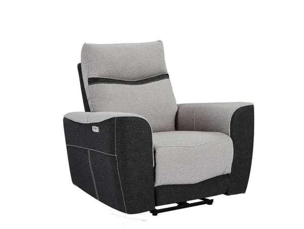 Best Sale Elektrische Relaxfauteuil Van Grijze En Antracietkleurige Stof Damon Relaxfauteuil