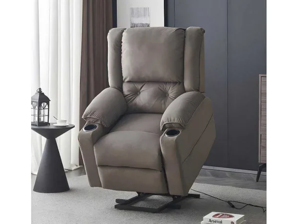 Store Elektrische Relaxfauteuil - Met Thermische Massagefunctie - Voorzien Van 2 Bekerhouders En Afstandsbediening - Taupe Aanbiedingen: Zitbank & Fauteuil