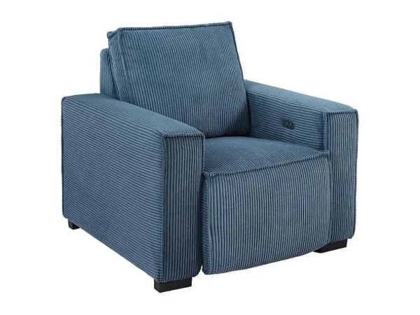 Cheap Elektrische Relaxfauteuil Met Bekleding In Blauw Ribfluweel Amelio Relaxfauteuil