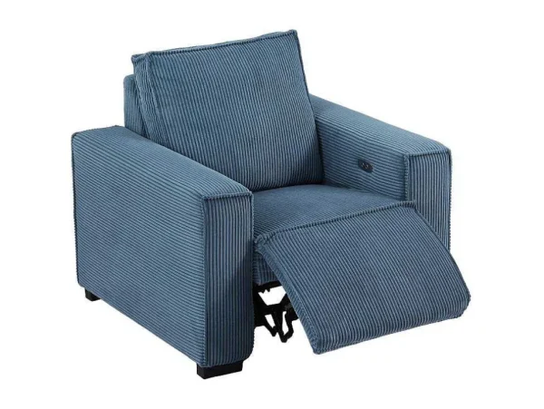 Cheap Elektrische Relaxfauteuil Met Bekleding In Blauw Ribfluweel Amelio Relaxfauteuil