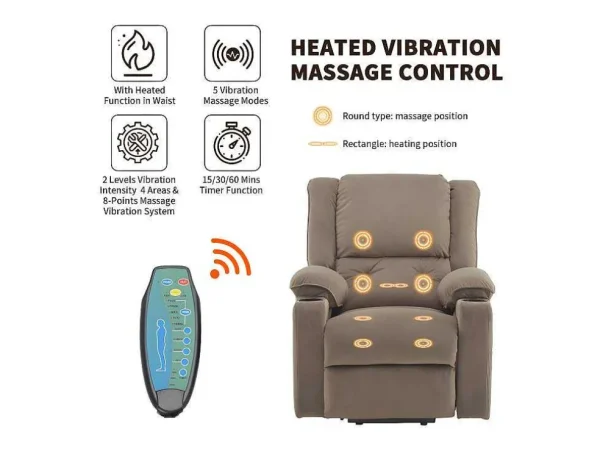 Store Elektrische Relaxfauteuil - Met Thermische Massagefunctie - Voorzien Van 2 Bekerhouders En Afstandsbediening - Taupe Aanbiedingen: Zitbank & Fauteuil