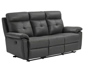 Outlet 3- En 2-Zits-Relaxbank Van Grijs Leer Vineta Bankstel 3+2