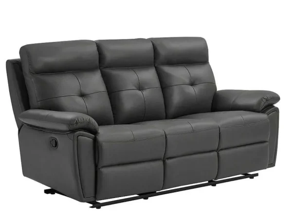 Outlet 3- En 2-Zits-Relaxbank Van Grijs Leer Vineta Bankstel 3+2