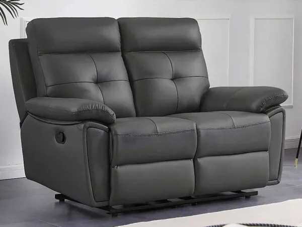 Outlet 3- En 2-Zits-Relaxbank Van Grijs Leer Vineta Bankstel 3+2