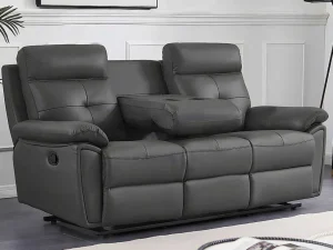 Outlet 3- En 2-Zits-Relaxbank Van Grijs Leer Vineta Bankstel 3+2