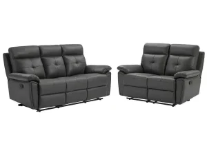 Outlet 3- En 2-Zits-Relaxbank Van Grijs Leer Vineta Bankstel 3+2