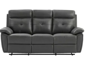 Outlet 3- En 2-Zits-Relaxbank Van Grijs Leer Vineta Bankstel 3+2