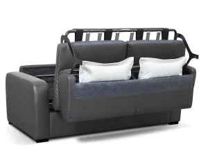 Discount Express 3-Zits Bedbank Van Leer Bevis - Grijs Slaapbank Met Matras