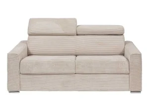 Sale Express-Driezitsslaapbank Van Beige Ribfluweel - Bed Met Brede Latten 140 Cm - Matras 18 Cm - Vizir Speciale Modellen Zitbanken & Fauteuils