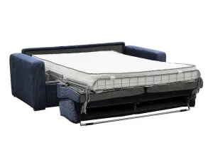 Cheap Express-Vierzitsslaapbank Van Blauw Ribfluweel - Bed 160 Cm - Matras 18 Cm - Mondovi Slaapbank Met Matras