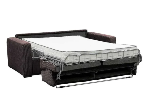 Clearance Express-Vierzitsslaapbank Van Bruin Ribfluweel - Bed 160 Cm - Matras 18 Cm - Mondovi Slaapbank Met Matras