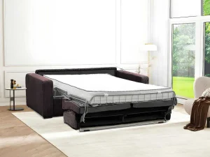 Clearance Express-Vierzitsslaapbank Van Bruin Ribfluweel - Bed 160 Cm - Matras 18 Cm - Mondovi Slaapbank Met Matras