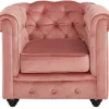 New Fauteuil Chesterfield - Fluweel - Pastel Roze Fauteuil Stof