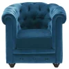 Cheap Fauteuil Chesterfield - Fluweel - Eend Blauw Fauteuil Stof