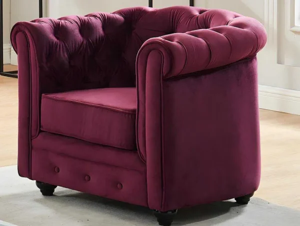 New Fauteuil Chesterfield - Fluweel Paars Fauteuil Stof