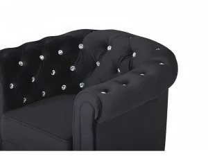 Shop Fauteuil Chesterfield - Fluweel - Zwart Met Kristallen Knopen Fauteuil Stof