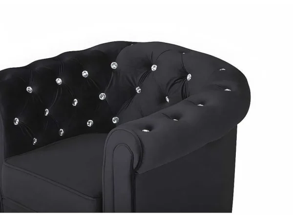 Shop Fauteuil Chesterfield - Fluweel - Zwart Met Kristallen Knopen Fauteuil Stof