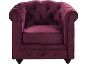 New Fauteuil Chesterfield - Fluweel Paars Fauteuil Stof