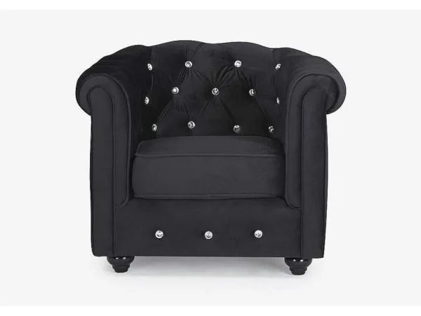 Shop Fauteuil Chesterfield - Fluweel - Zwart Met Kristallen Knopen Fauteuil Stof