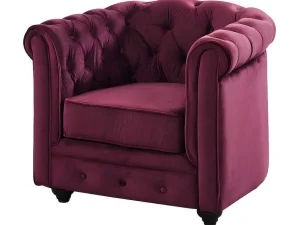 New Fauteuil Chesterfield - Fluweel Paars Fauteuil Stof