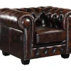 Shop Fauteuil Chesterfield Brenton 100% Buffelleer - Bruin Tinten Fauteuil Leer