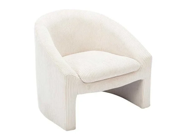 Outlet Fauteuil In Gebroken Wit Ribfluweel Ossana Fauteuil Stof Fluweel / Suedine