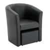 Sale Fauteuil Met Holle Rugleuning En Poef In Zwart Kunstleer Jovana Fauteuil Met Holle Rugleuning