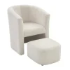 Cheap Fauteuil Met Holle Rugleuning En Poef In Witte Bouclestof Jovana Fauteuil Met Holle Rugleuning