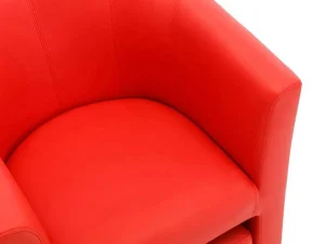 Store Fauteuil Met Holle Rugleuning En Poef In Rood Kunstleer Jovana Fauteuil Met Holle Rugleuning