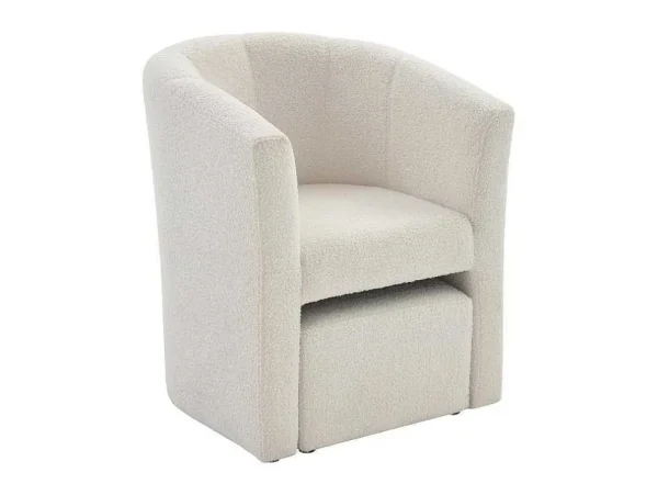 Cheap Fauteuil Met Holle Rugleuning En Poef In Witte Bouclestof Jovana Fauteuil Met Holle Rugleuning