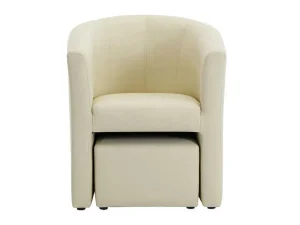 Best Fauteuil Met Holle Rugleuning En Poef In Beige Kunstleer Jovana Fauteuil Met Holle Rugleuning