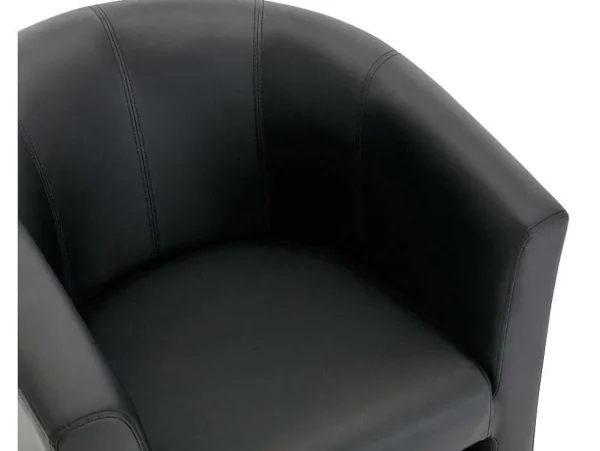 Sale Fauteuil Met Holle Rugleuning En Poef In Zwart Kunstleer Jovana Fauteuil Met Holle Rugleuning