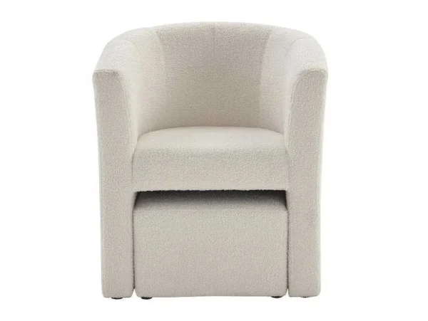 Cheap Fauteuil Met Holle Rugleuning En Poef In Witte Bouclestof Jovana Fauteuil Met Holle Rugleuning