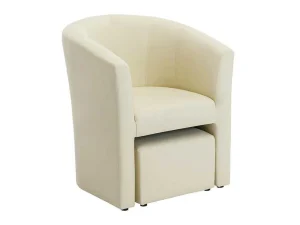 Best Fauteuil Met Holle Rugleuning En Poef In Beige Kunstleer Jovana Fauteuil Met Holle Rugleuning