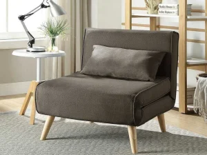 Shop Fauteuil Posio - Bedbank Van Stof - Taupe Uitklapbare Fauteuil