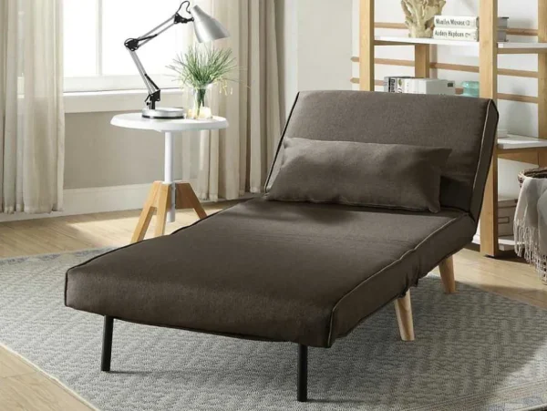 Shop Fauteuil Posio - Bedbank Van Stof - Taupe Uitklapbare Fauteuil