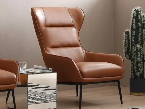 Online Fauteuil Van Camelkleurig Buffelleder Dinnia Fauteuil Leer