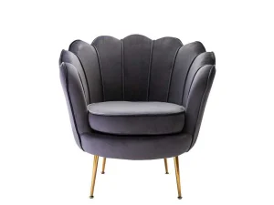 Online Fauteuil Van Fluweel Dandelion - Antraciet - Van Fauteuil Stof Fluweel / Suedine